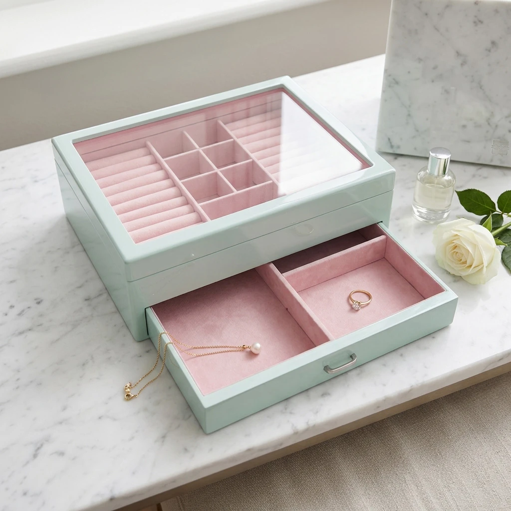 jewelry box with drawer and clear top jewelry box with drawer and clear top